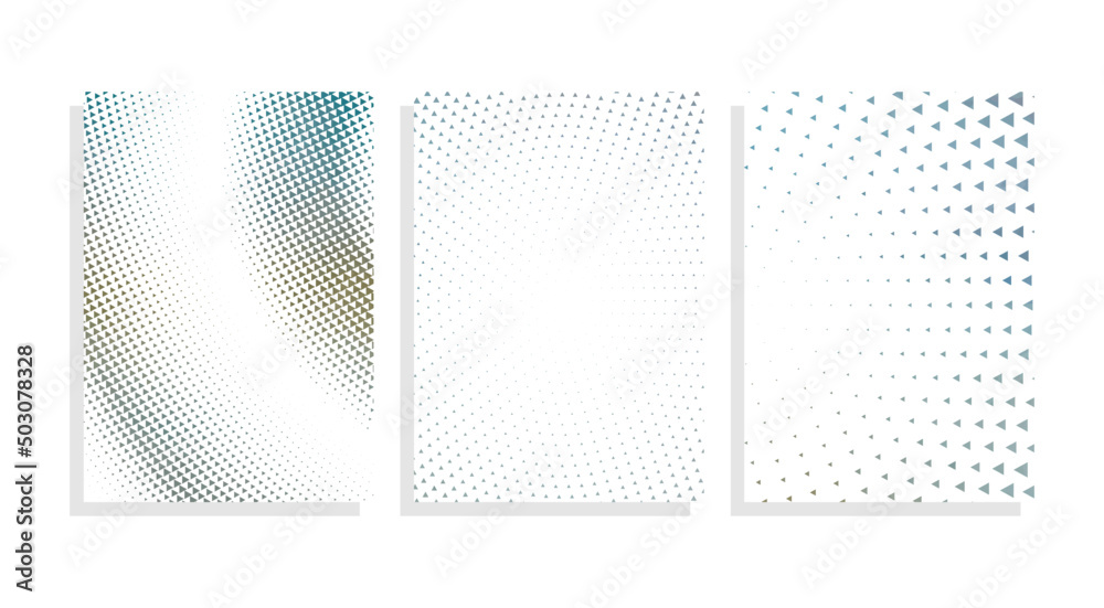 blue triangle halftone vector background set blue triangle halftone vector background set