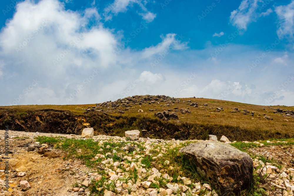 rocky mountain with bright blue sky at morning from flat angle rocky mountain with bright blue sky at morning from flat angle