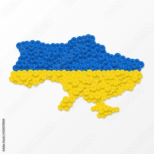 Rose flowers Ukraine map frame