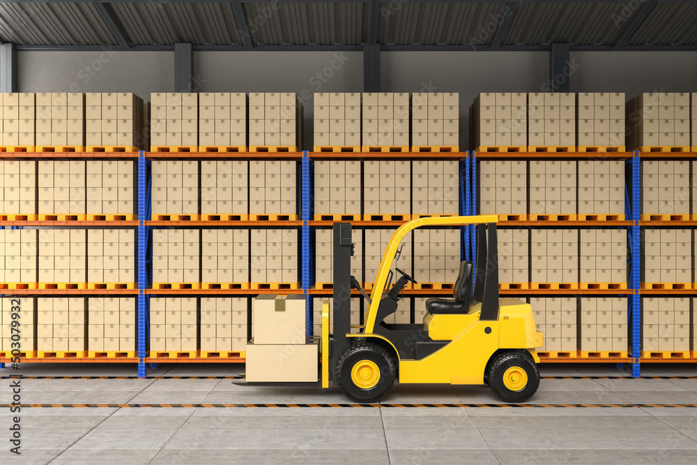 Naklejka premium Forklift in warehouse
