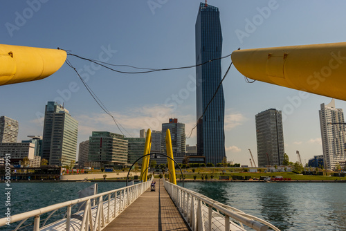 Wiener Skyline Donaucity und der Fusssteg  Ponte Cagrana  photo