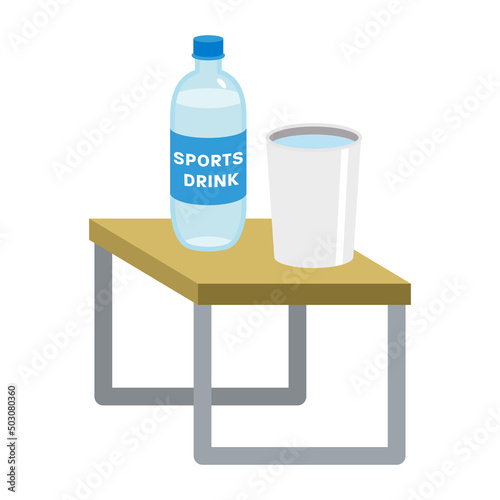 Sports drink and tumbler on the side table