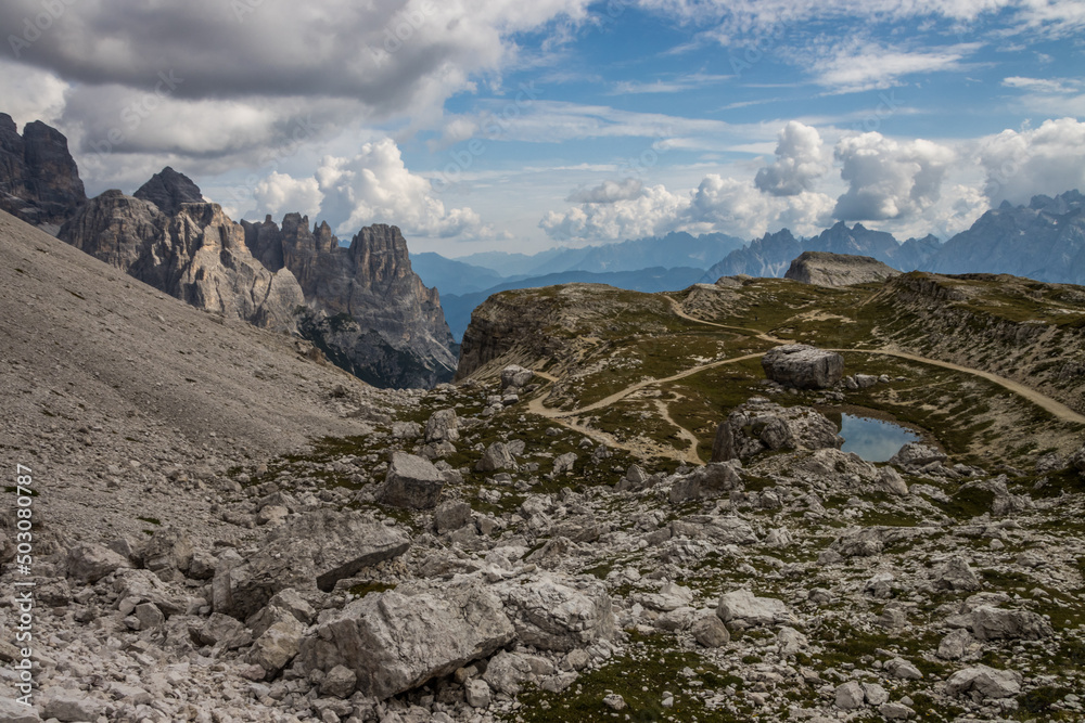 Fototapeta premium Mountain trail Tre Cime di Lavaredo in Dolomites in Italy