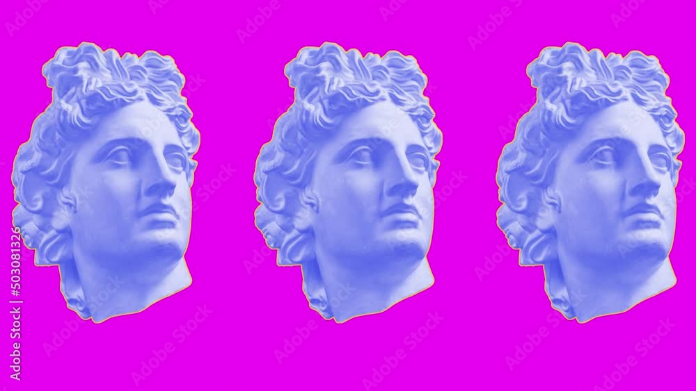 Modern Creative Concept Video 4k With Ancient Statue Head Gif
