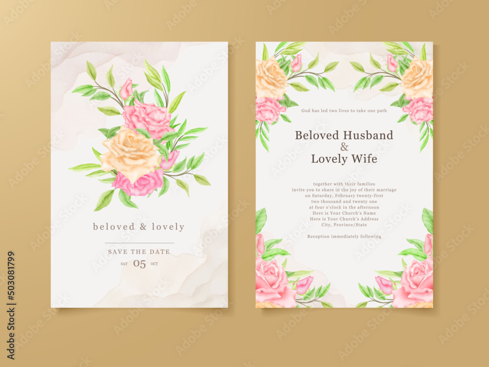 Beautifull Wedding Card Watercolor Floral Template