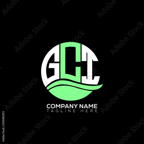 GCI logo monogram isolated on circle element design template, GCI letter logo design on black background. GCI creative initials letter logo concept. GCI letter  design. photo