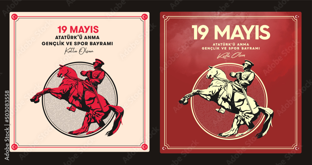 Obraz premium 19 mayis Ataturk'u Anma, Genclik ve Spor Bayrami, translation: 19 may Commemoration of Ataturk, Youth and Sports Day. Turkey.
