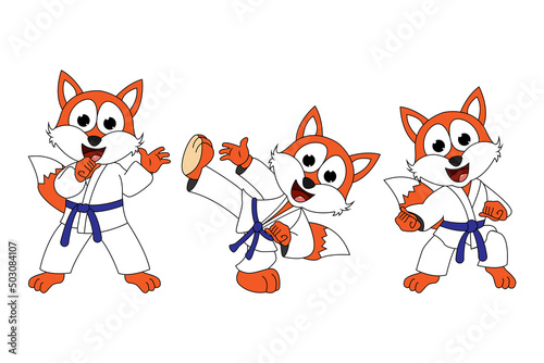 cute fox animal cartoon karate © Curut Design Store