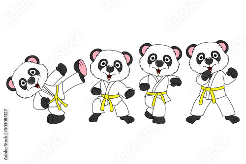 cute panda animal cartoon karate