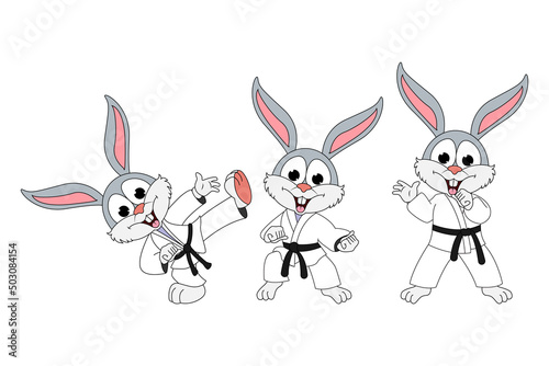 cute rabbit animal cartoon karate © Curut Design Store