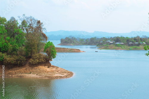 View of kaptai lake, Rangamati, Bangladesh. The beautiful clear lake kaptai with view on the mountains