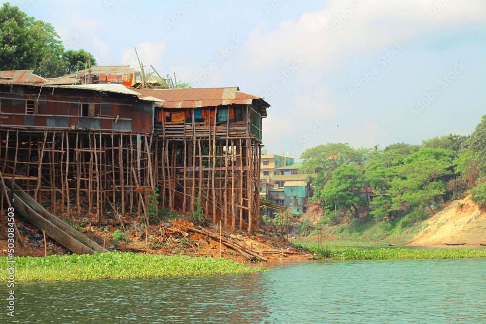 Stilt houses on Kaptai Lake, Rangamati, Bangladesh Stock Photo Adobe