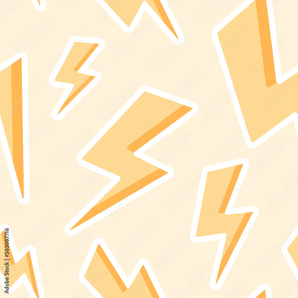 Vector seamless pattern with cartoon lightning bolts. Vector seamless pattern with cartoon lightning bolts.