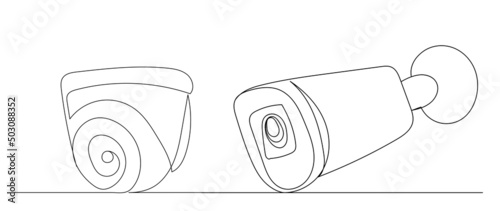 video camera drawing by one continuous line, isolated, vector