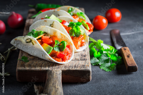 Tasty and vegetarian tacos ...