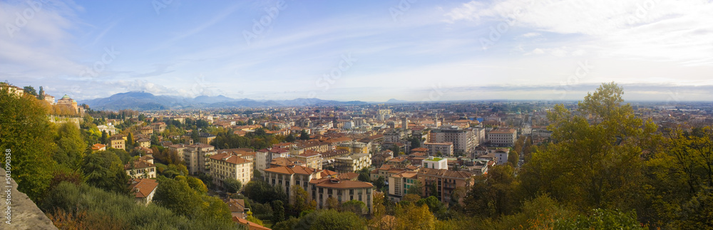 Panoramic view of Bergamo from the castle walls