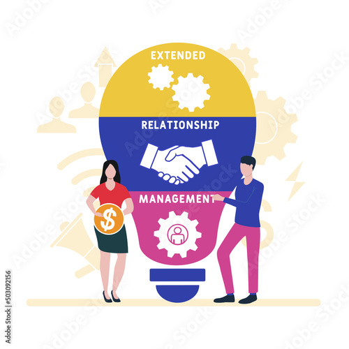 XRM - eXtended Relationship Management acronym. business concept background. vector illustration concept with keywords and icons. lettering illustration with icons for web banner, flyer
