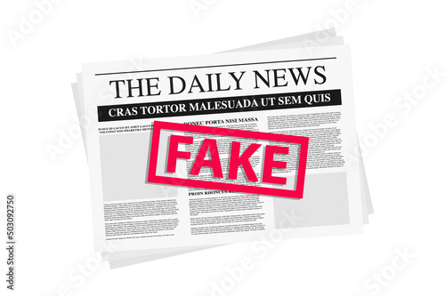Fake Newspaper template. Fake News. Newspaper template with fake world news, economy, business headlines. Daily news isolated on white background. Check the truth and don't share fake news