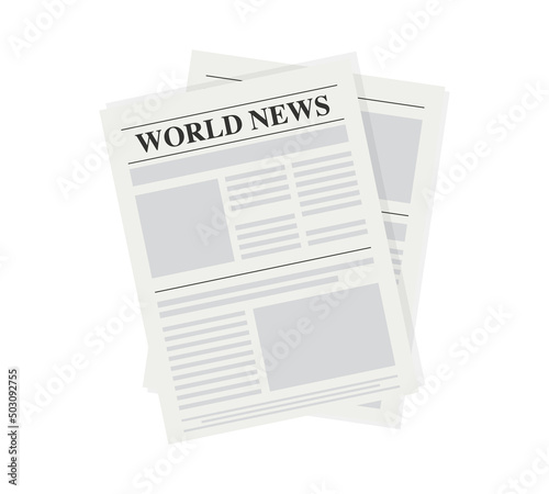 Vector mock up of a daily newspaper. Newspaper template. Newspaper with location for copy space. Newspaper template with world news economy business headlines. Daily news isolated on white background