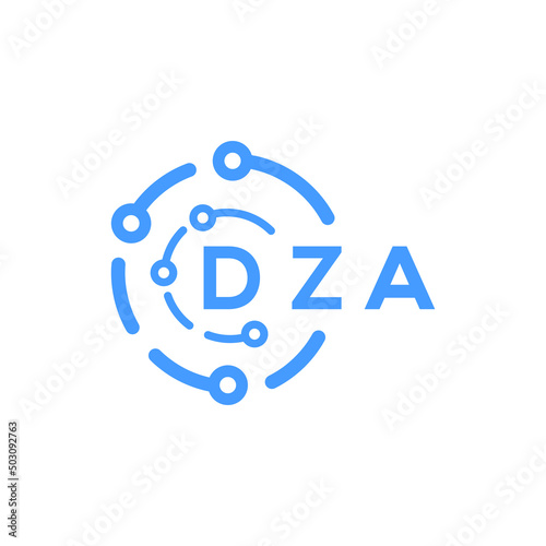 DZA technology letter logo design on white  background. DZA creative initials technology letter logo concept. DZA technology letter design.
