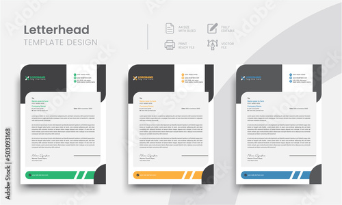 Professional simple business letterhead templates for the brand letters print set. Modern clean corporate letterhead for company stationery! Vol - 9