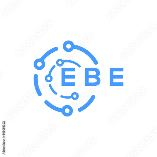 EBE technology letter logo design on white  background. EBE creative initials technology letter logo concept. EBE technology letter design.
 photo