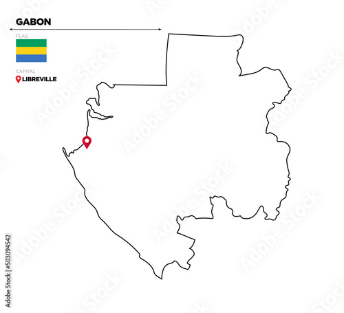 Gabon political map with capital city  Libreville