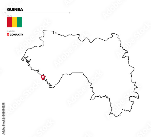 Guinea political map with capital city, Conakry.