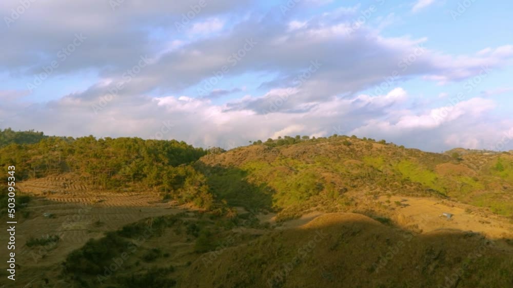 mountain covered with green forests and bright blue sky at afternoon from flat angle mountain covered with green forests and bright blue sky at afternoon from flat angle