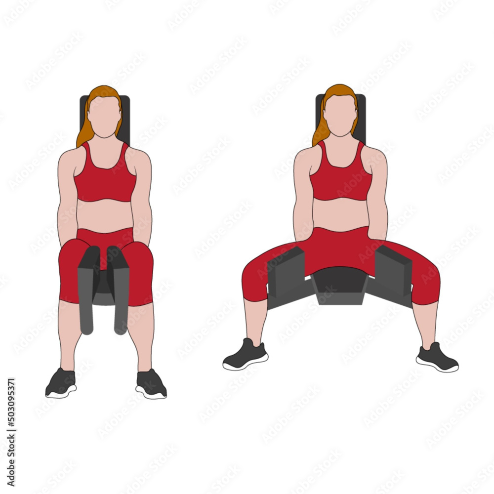Hip Adductor exercise illustration, exercise animation Stock Vector