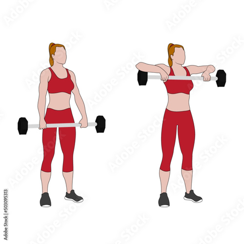 Upright row exercise illustration, exercise animation