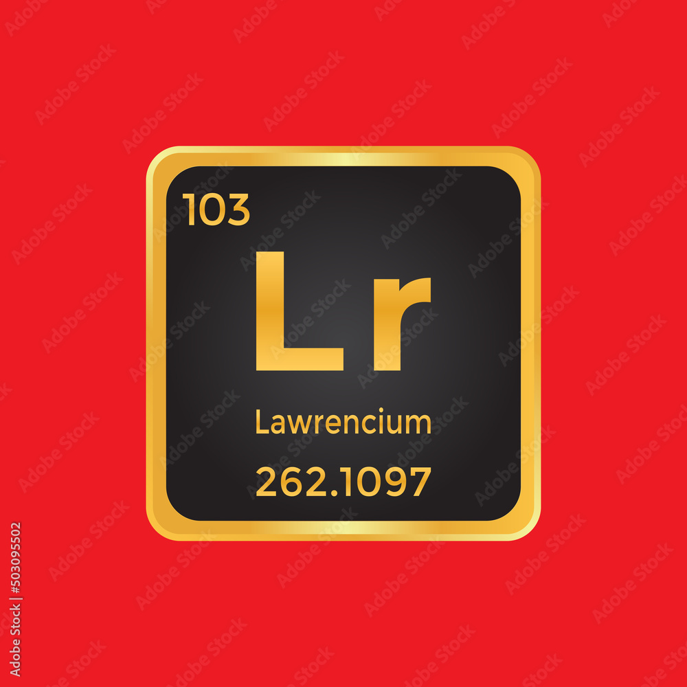 Lawrencium modern periodic table chemical element Lr icon with atomic number isolated on red background Lawrencium modern periodic table chemical element Lr icon with atomic number isolated on red background
