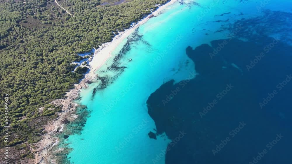 La Plage de Saleccia vue du ciel en Corse.