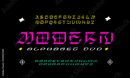 Neo gothic modern type design. Vector alphabet
