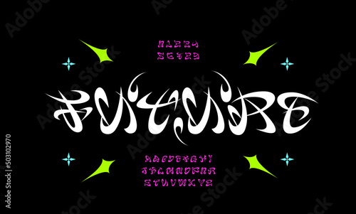 Futuristic youth font. Modern vector alphabet design