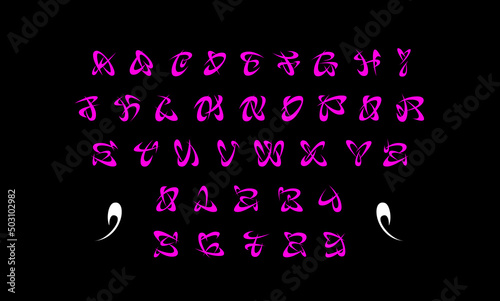 Futuristic vector font. Modern alphabet. Cyberpunk interface design