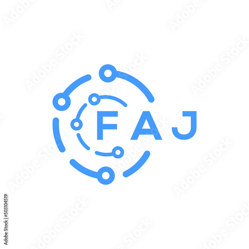 FAJ technology letter logo design on white  background. FAJ creative initials technology letter logo concept. FAJ technology letter design.
 photo