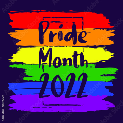 LGBT Pride Month 2022 with rainbow. vector symbol of pride month support. Freedom rainbow flag with shadows isolated on background. LGBTQ parade annual summer event.