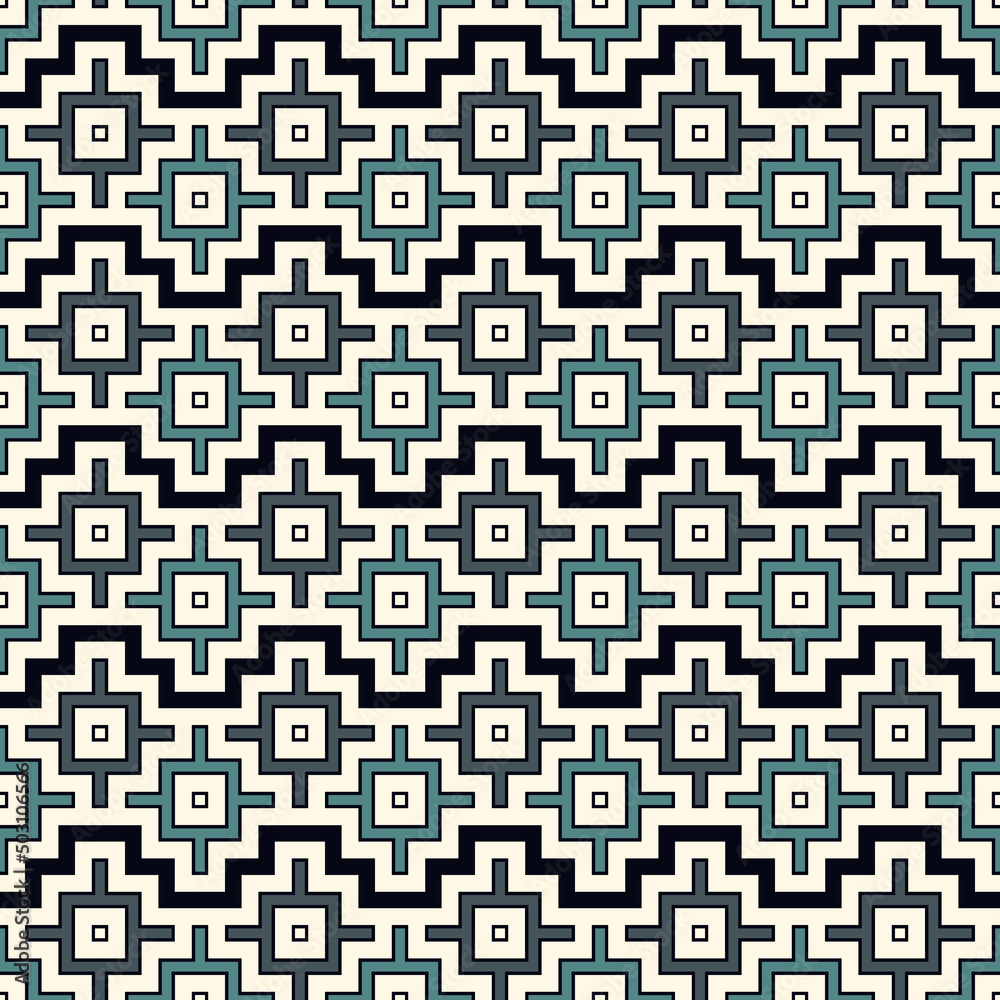 Chakana inca crosses seamless pattern. Ethnic embroidery print. Ornamental folk wallpaper. ornament Stock Vector | Stock