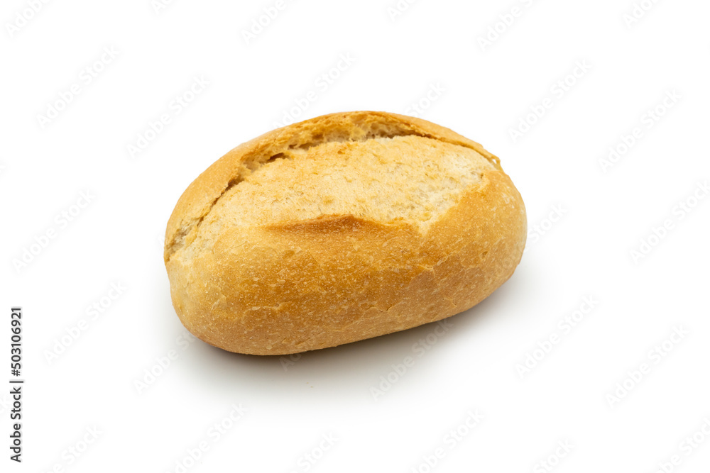 Einzelnes Brötchen freigestellt mit weißem Hintergrund Einzelnes Brötchen freigestellt mit weißem Hintergrund
