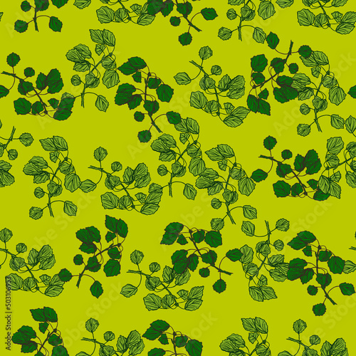 Obraz na plátně Seamless pattern engraved tree branches