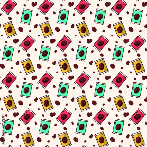 seamless pattern background with coffee elements
