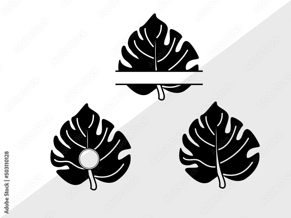 Monstera Monogram Monstera Leaf Monogram SVG | Monstera Leaves Svg | Monstera Leaf With ...