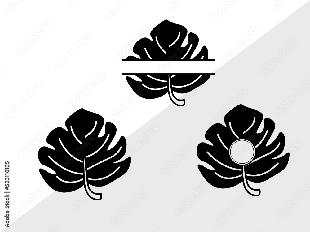 Monstera Monogram Monstera Leaf Monogram SVG | Monstera Leaves Svg | Monstera Leaf With ...