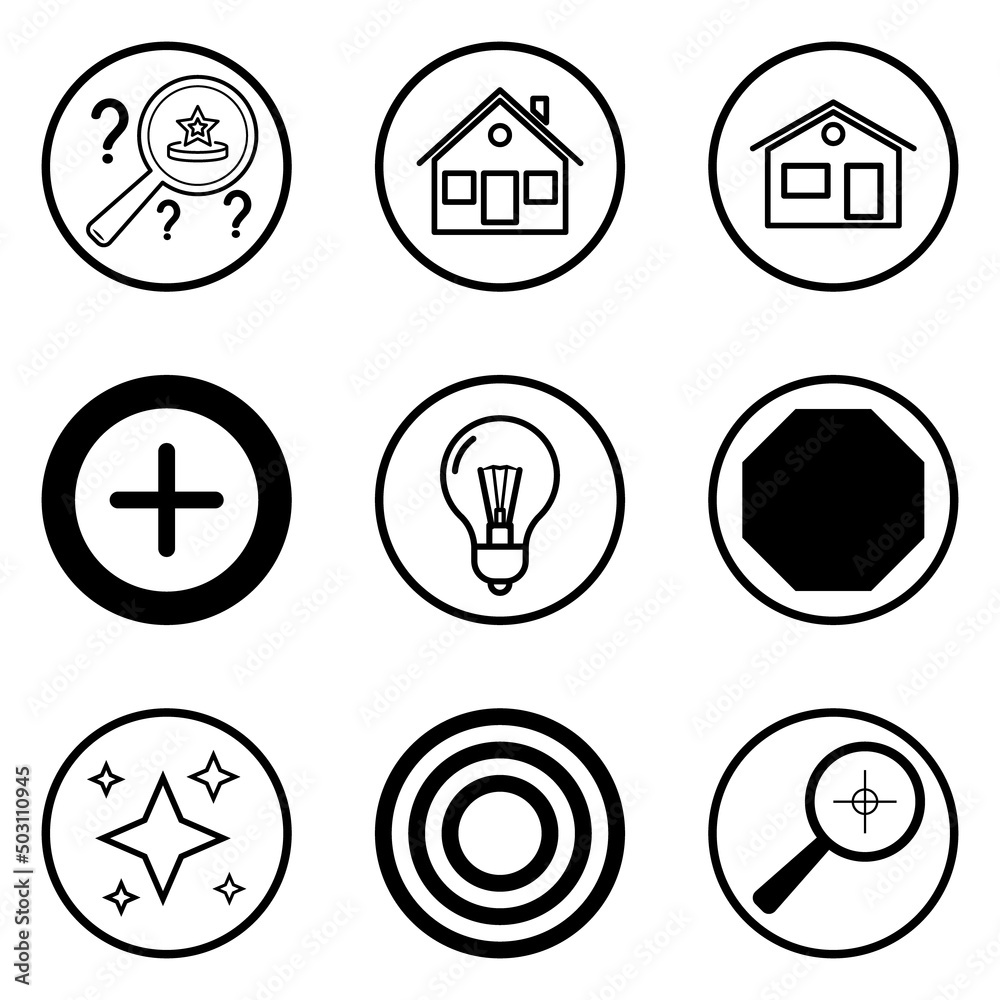 Circles Flat Icon Set Isolated On White Background Circles Flat Icon Set Isolated On White Background