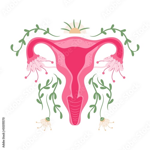 Women health Uterus Floral Ovary reproductive system Concept.