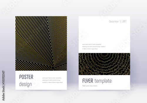 Minimalistic cover design template set. Gold abstr