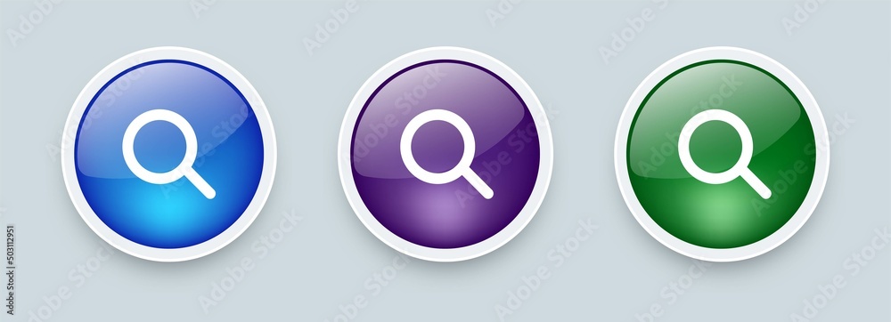 Magnifying glass loupe icon button. Search vector icon. Magnifying glass loupe icon button. Search vector icon.