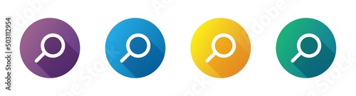 Gradient design search find flat icon. Search magnifying glass flat icon for apps and websites.