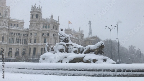 Snow in Madrid, cibeles